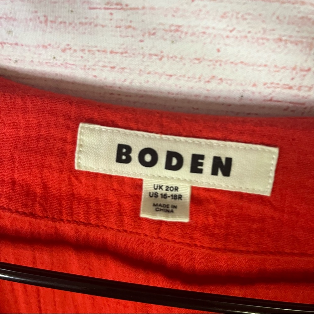 Boden Eve Red Orange  100% Cotton Double Cloth Midi Dress‎ Size 16-18R - Picture 2 of 7